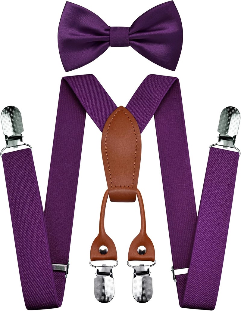 Branduce Adjustable Baby Boy Pre-tied Bow Tie and Suspenders Set Kids Y Back Suspenders with 4 Strong Clips - Image 1
